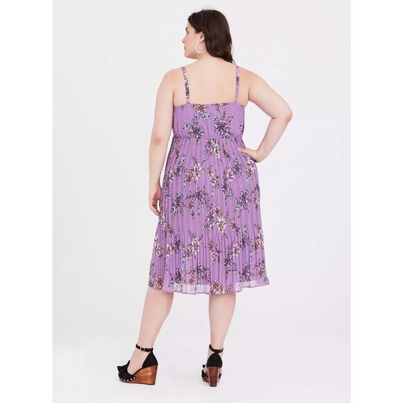 New Torrid Lavender Purple Floral Chiffon Midi Dress Adjustable Strap Plus Sz 2X - Picture 3 of 11
